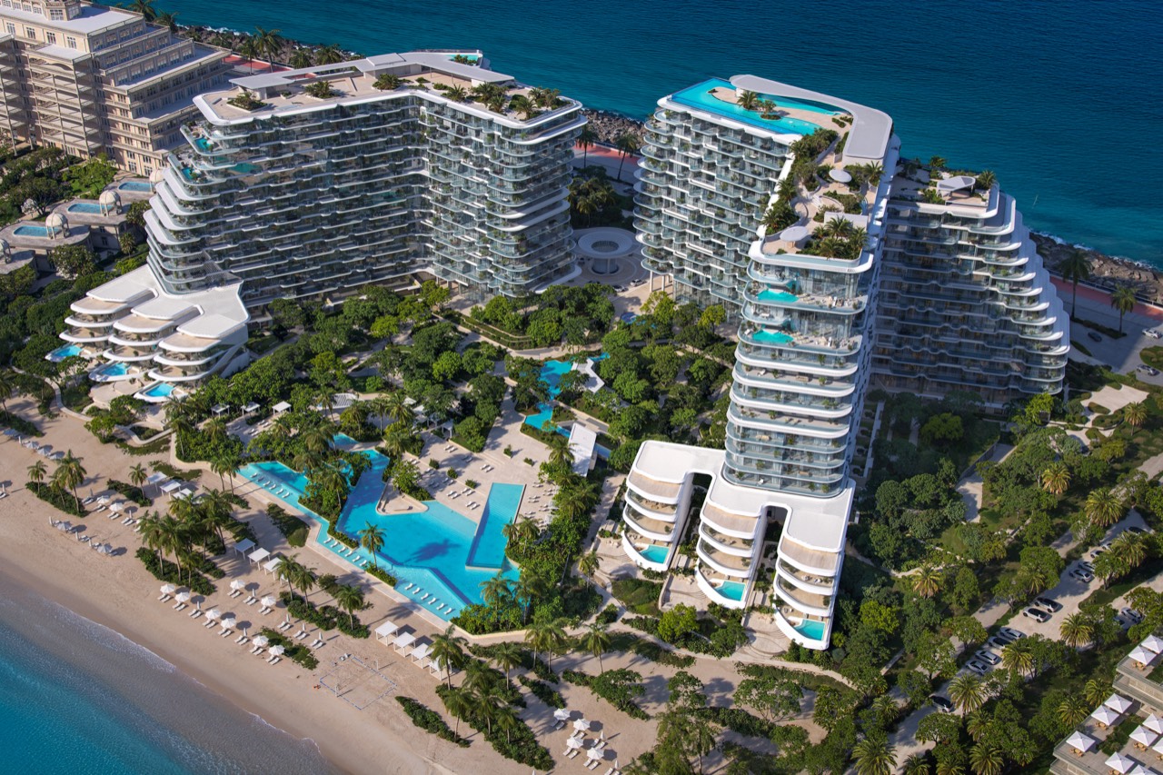 Aerial view of Palm Jumeirah and the Crescent